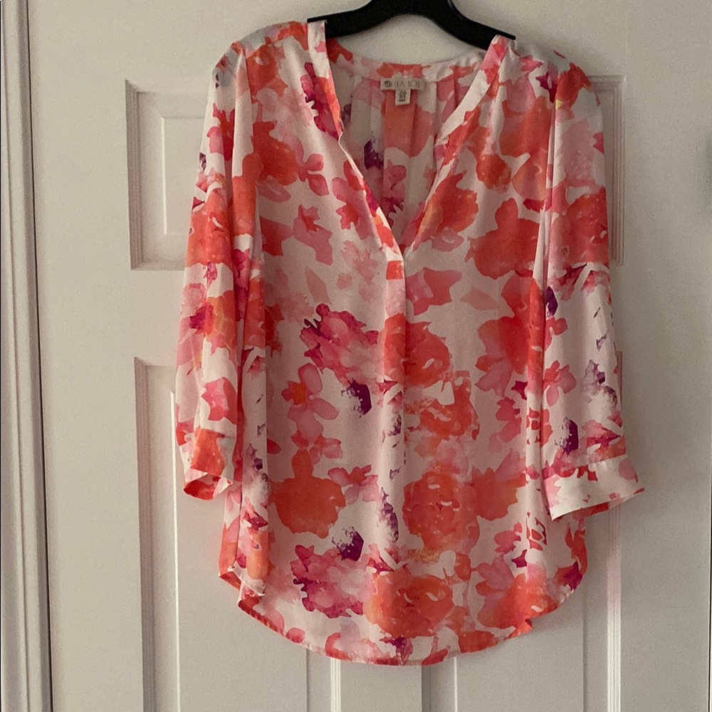 Lila Rose Floral Blouse - Pink and Orange